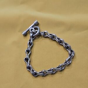 Vintage 925 Silver Chain Bracelet With Toggle Closure